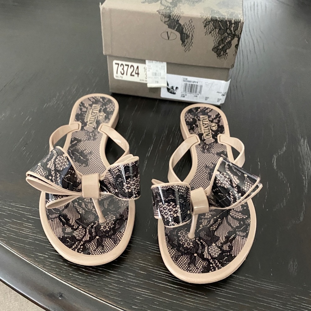 Valentino pvc bow flat sandal size 37